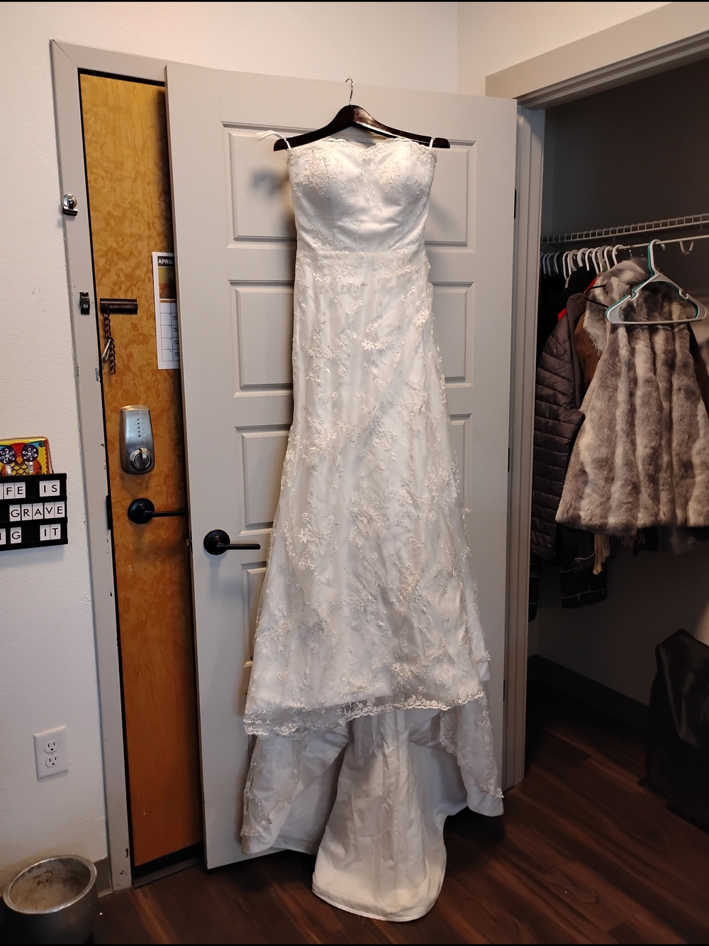 Strapless Lace Bridal Gown With Train